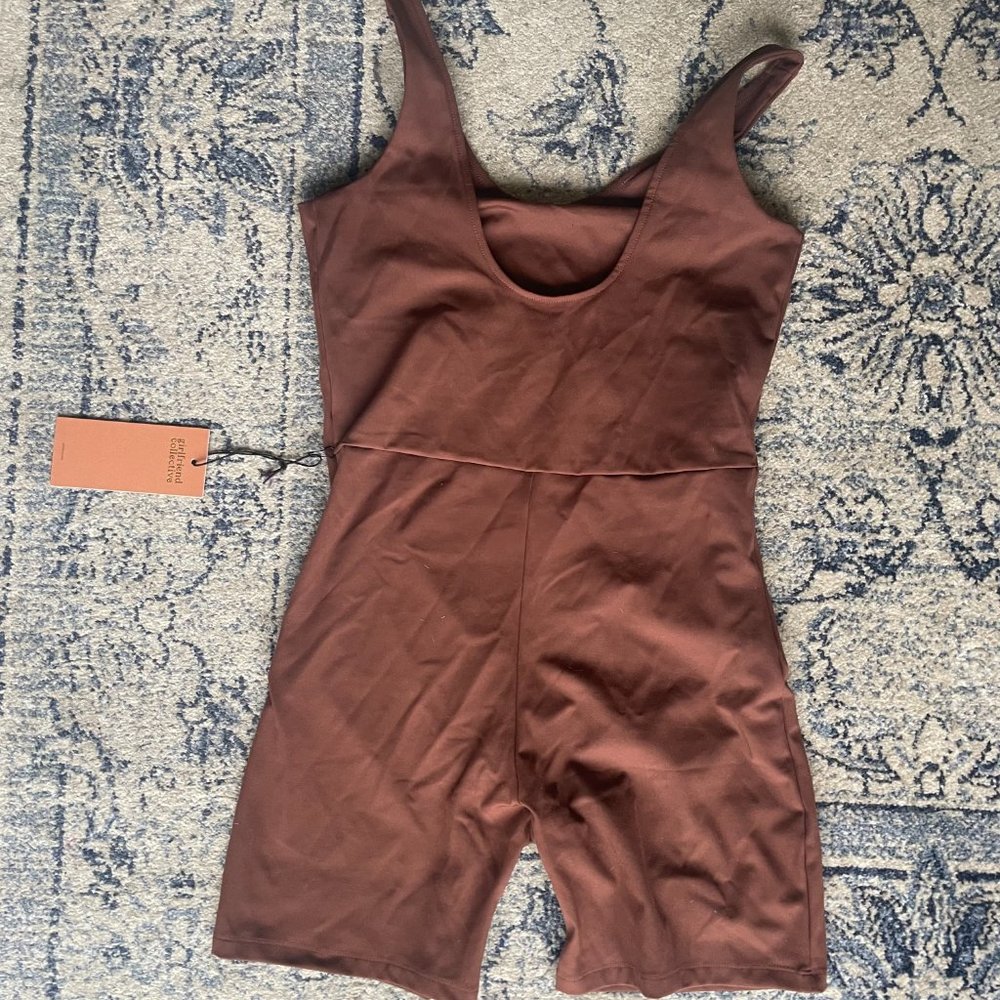 Girlfriend Collective Earth Bike Unitard - Size L / Brown - Picture 4 of 4